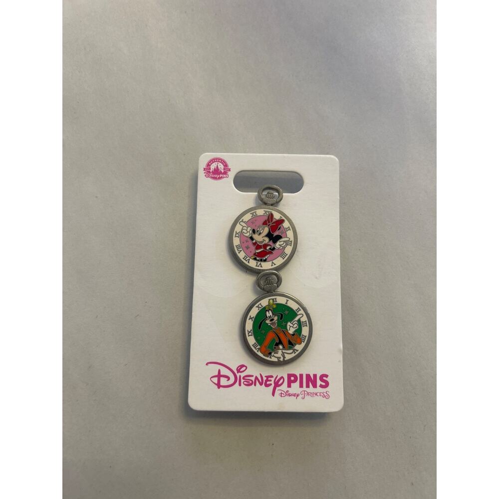 Disney Pin Pocket Stop Watch Limited Edition Minnie Mouse And Goofy